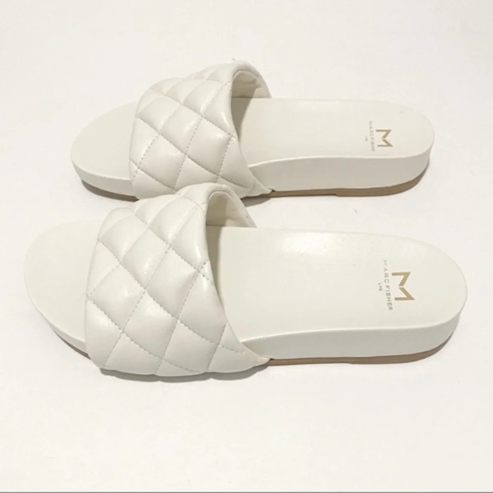 Marc Fisher Ivory Imenal Slip On Leather Sandals NWT